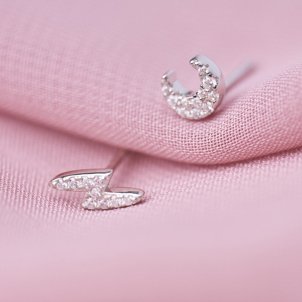 Silver earrings LUNANOR lightning