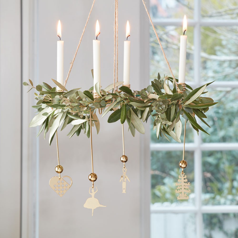 Candle holder - fir tree - gold-plated
