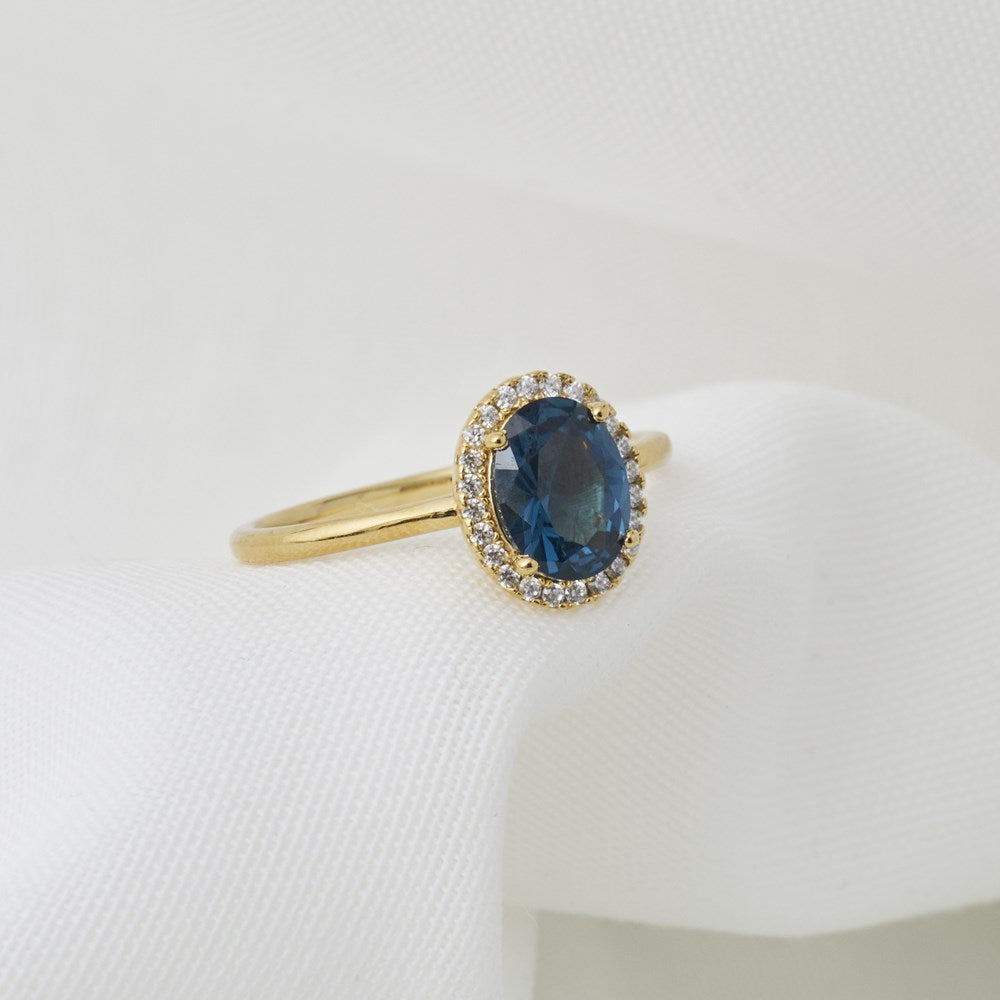 Vergoldeter Ring MILLENOR blau - Vergoldet / 60