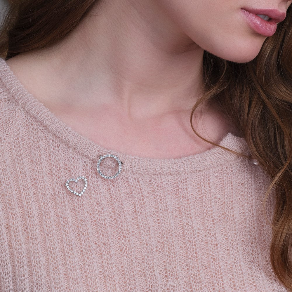 silver brooch heart 19mm OBINOR