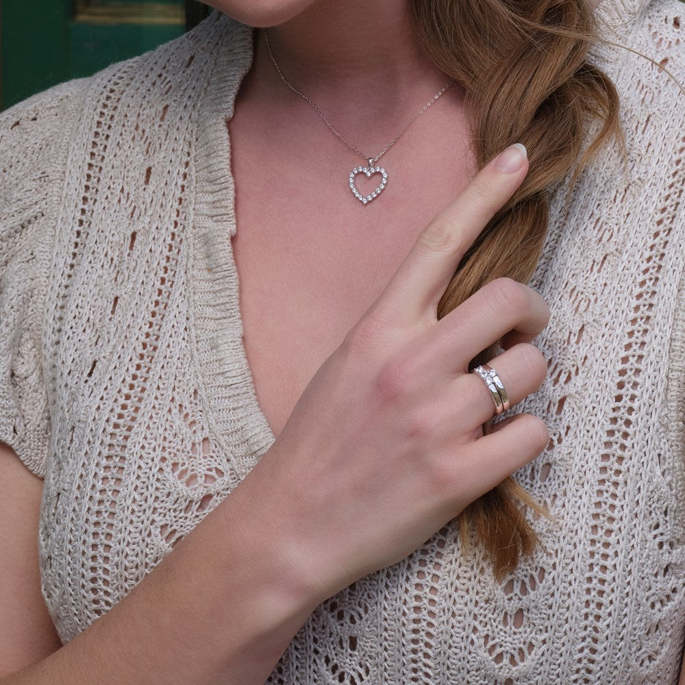 Silver necklace heart 18mm OBINOR