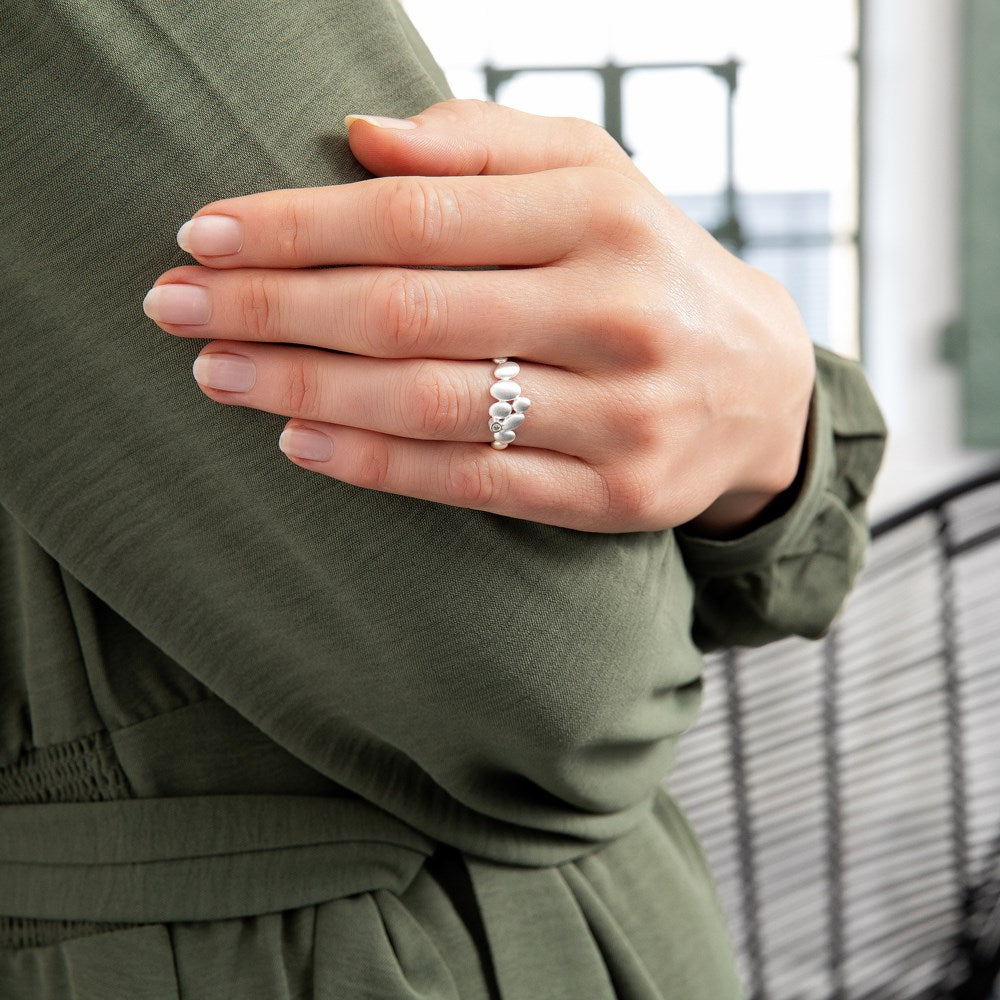925/- Ring, matt, Durchm. 0,02ct W-SI - 52 / Nicht rhodiniert