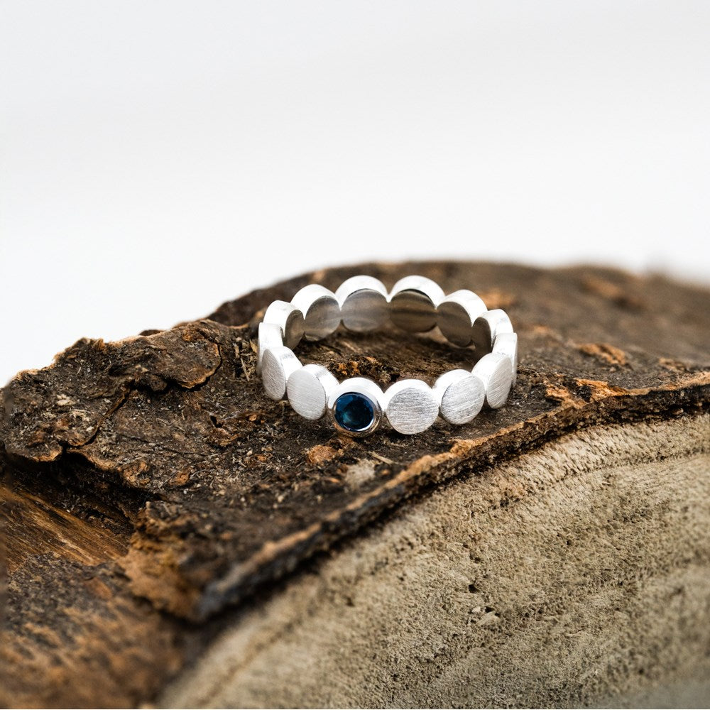 925/- Ring matt/glänzend, Blautopas 0,14ct - 52 / Nicht rhodiniert