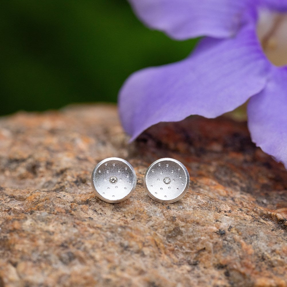 925/- Ørestikker sandblæst, br 0.02ct W-SI