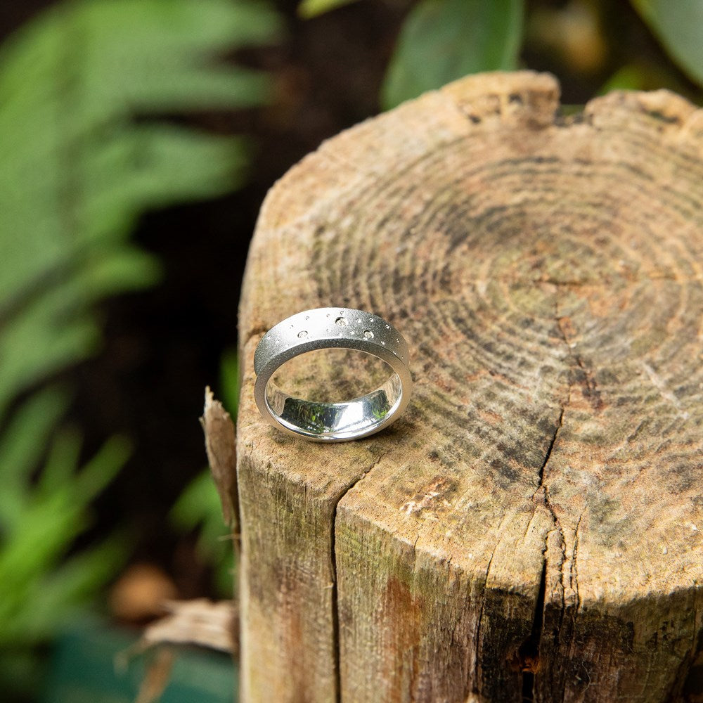 925/- Ring matte, br 0.02ct W-SI