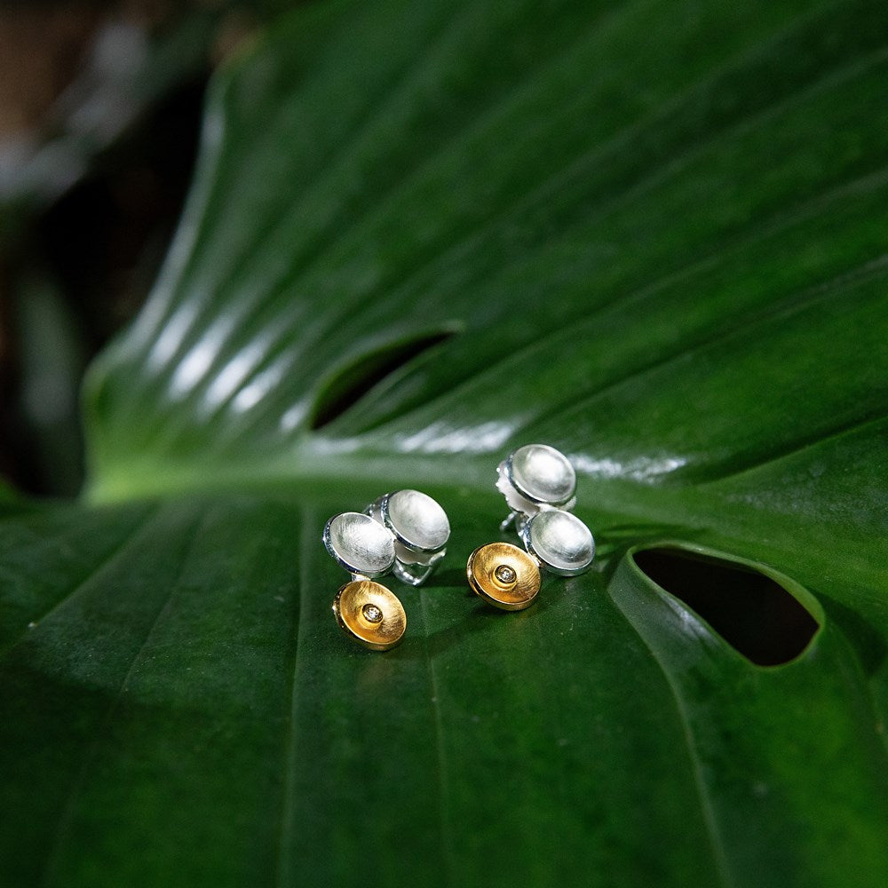 925/- Earrings, partially fg brushed/glossy 0.02ct