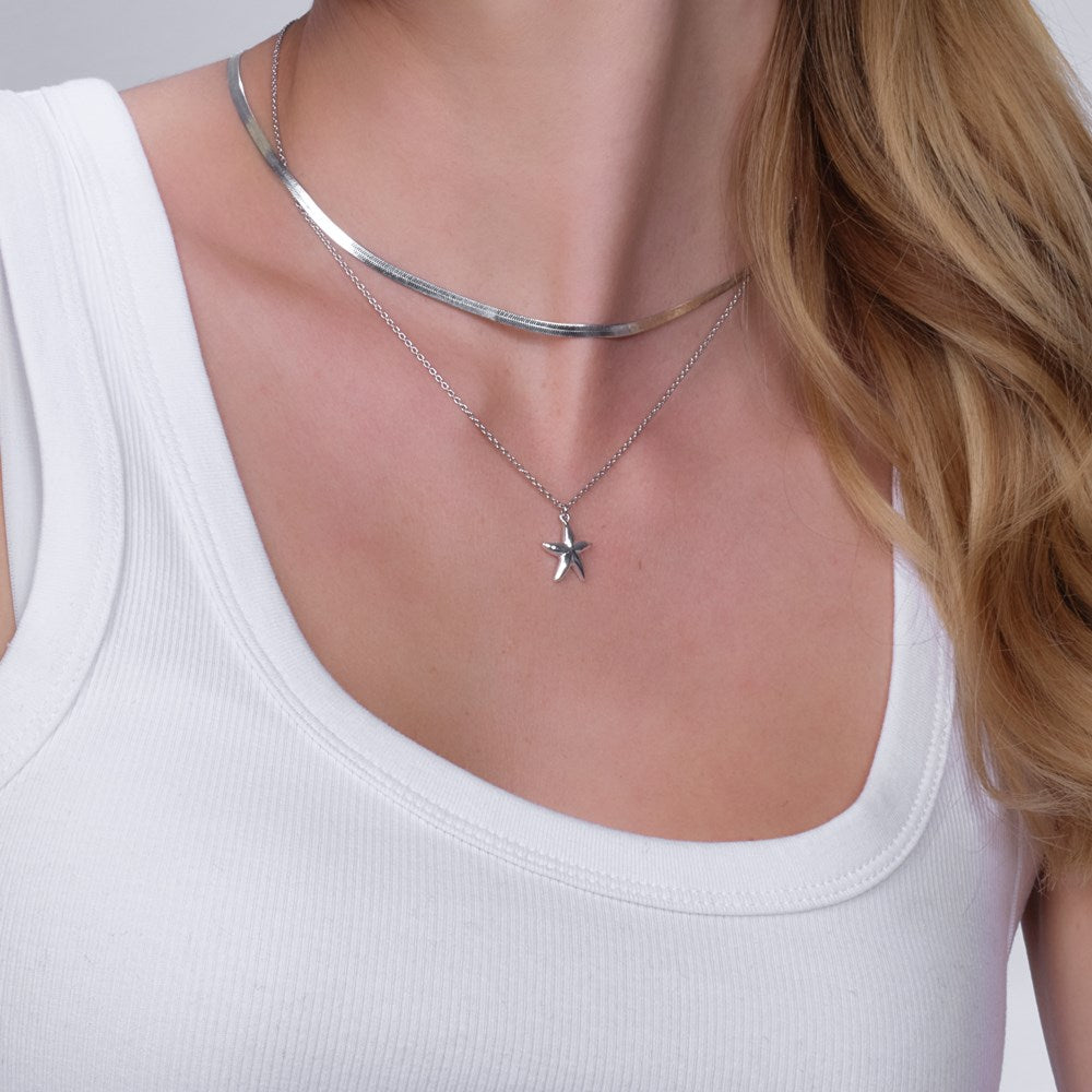 Silver necklace starfish SEA52