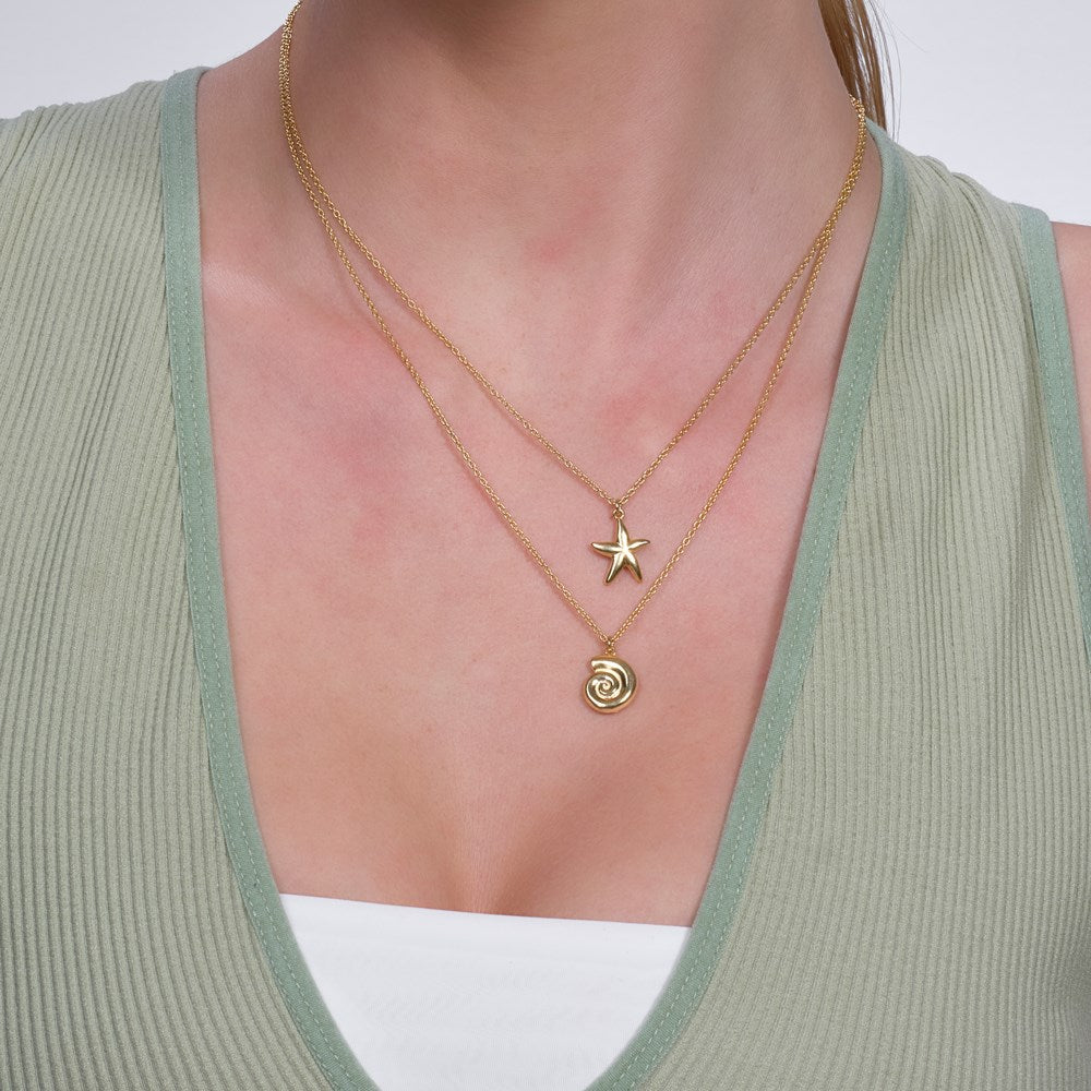 Silver necklace starfish SEA52