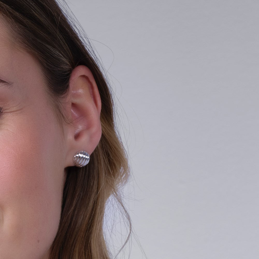 Silver ear studs large circle BREEZE52