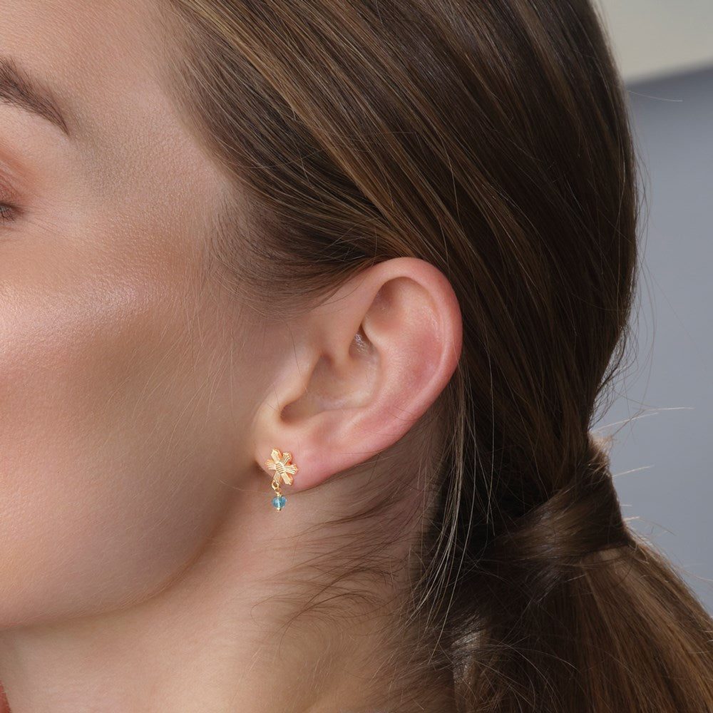 Earrings aqua flower BRODERIE52