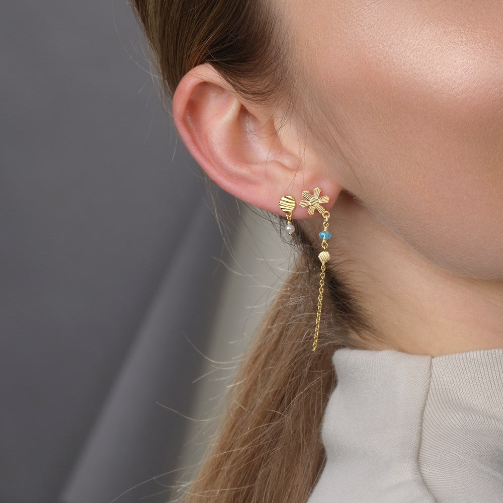 Ohrhänger aqua Blume BRODERIE52 - Vergoldet