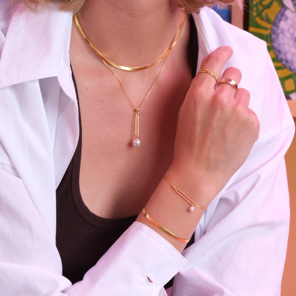 Gold plated silver necklace PEARLY52