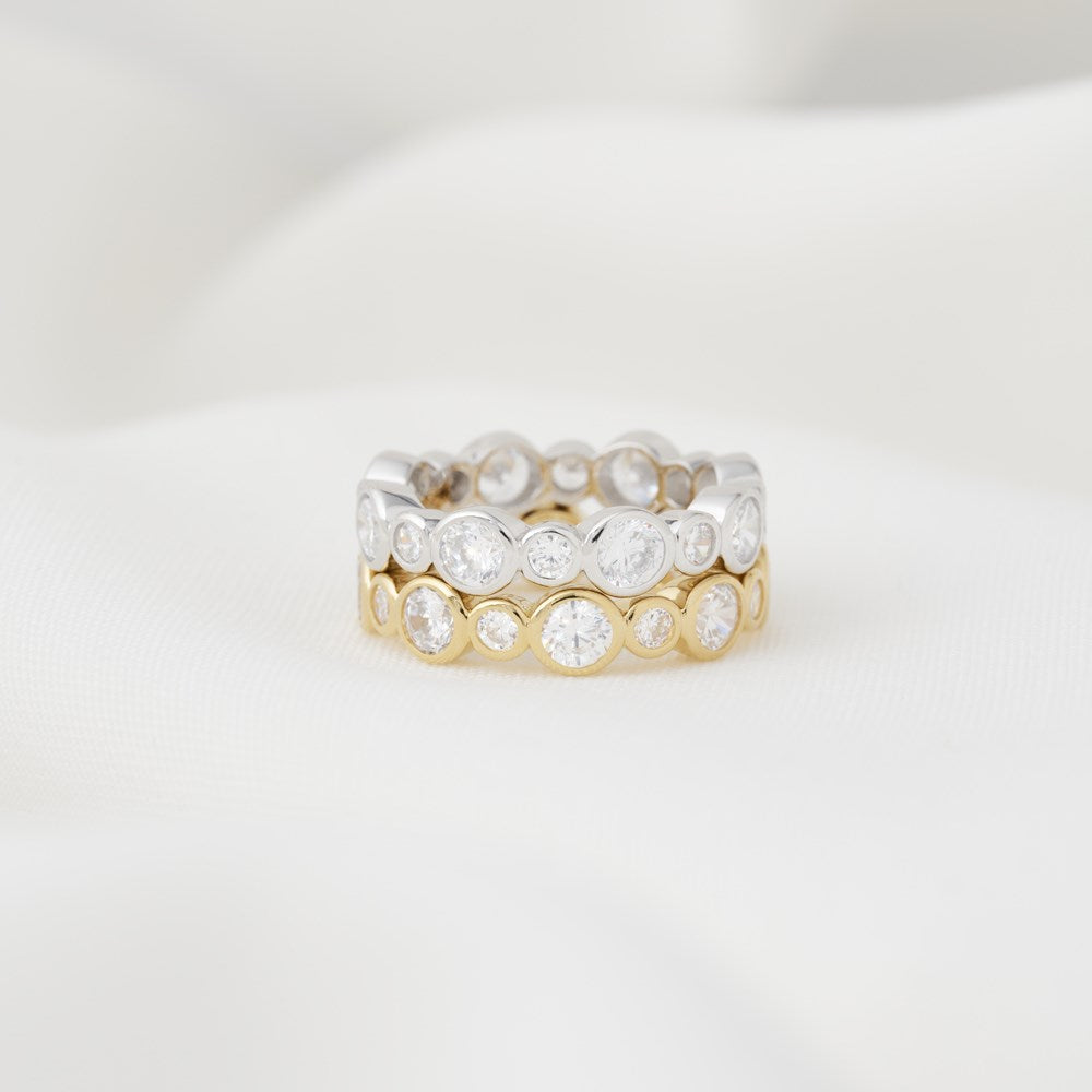 Rhd. Silver ring NYNNENOR - Gold plated / 60
