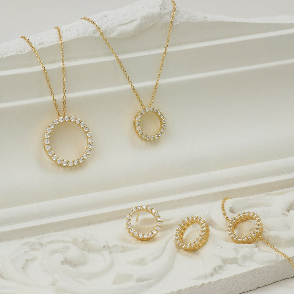 Silver ear studs circle OBINOR