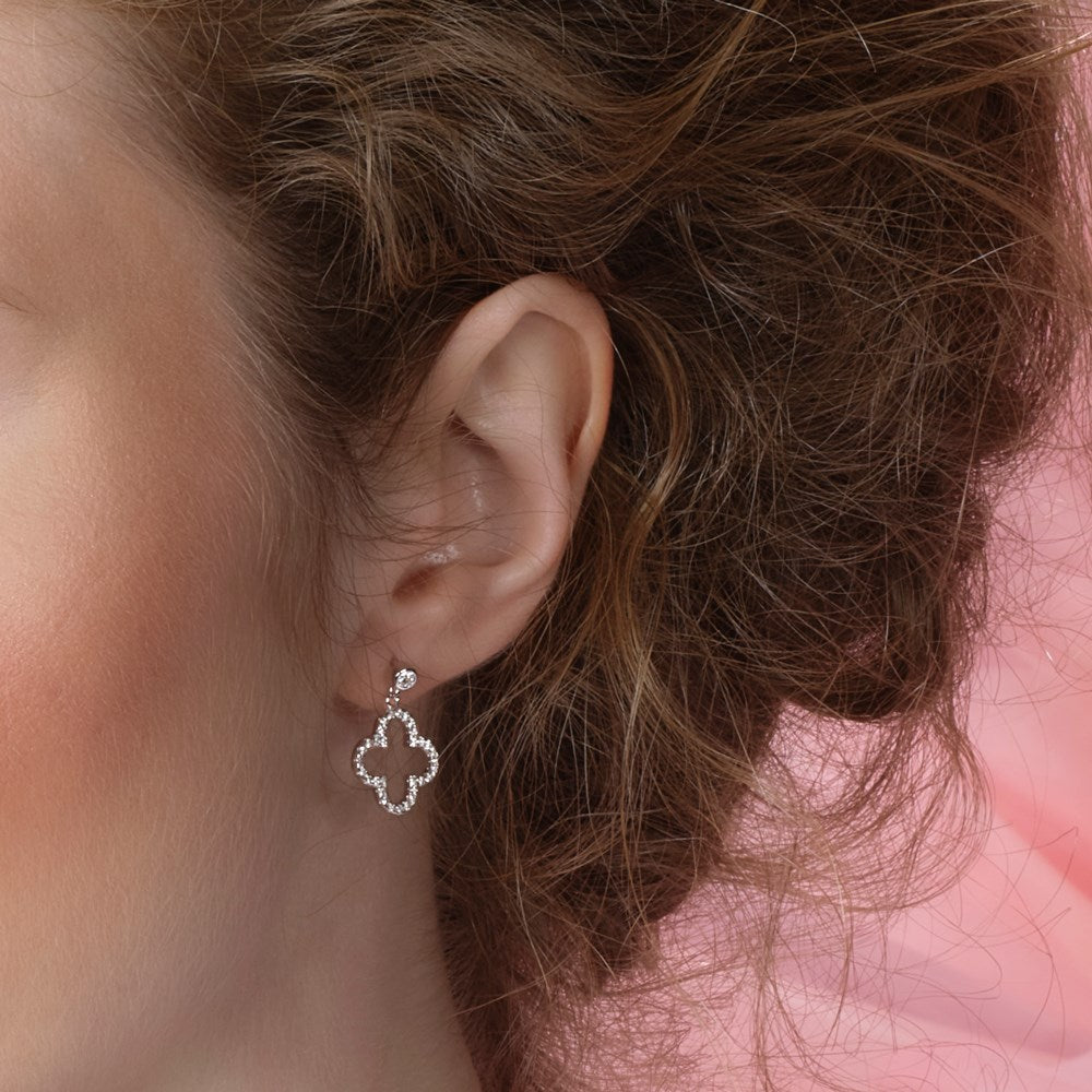 Silver earring four-leaf clover PAMELANOR