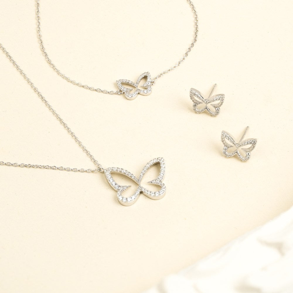 Silver necklace butterfly PAMELANOR