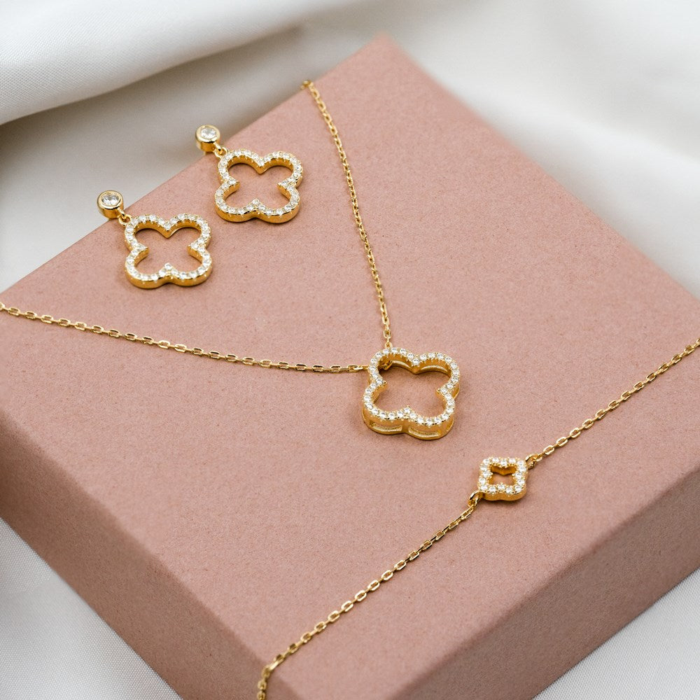 Silver earring four-leaf clover PAMELANOR
