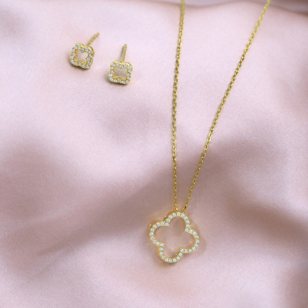 Silver necklace four-leaf clover PAMELANOR