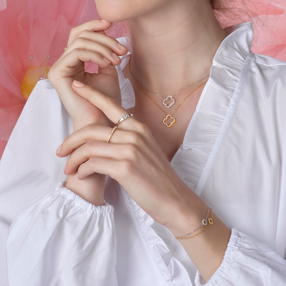 Silver necklace four-leaf clover PAMELANOR