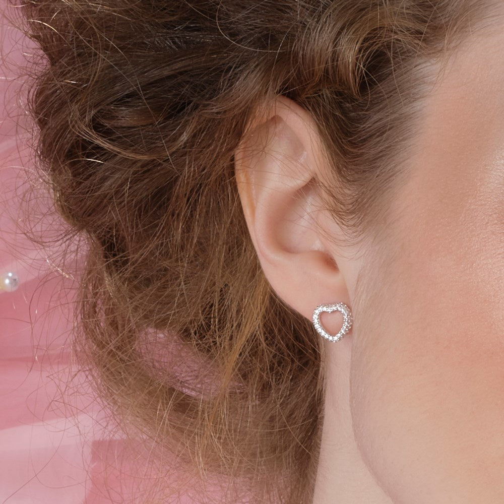 Silver earring heart PAULANOR