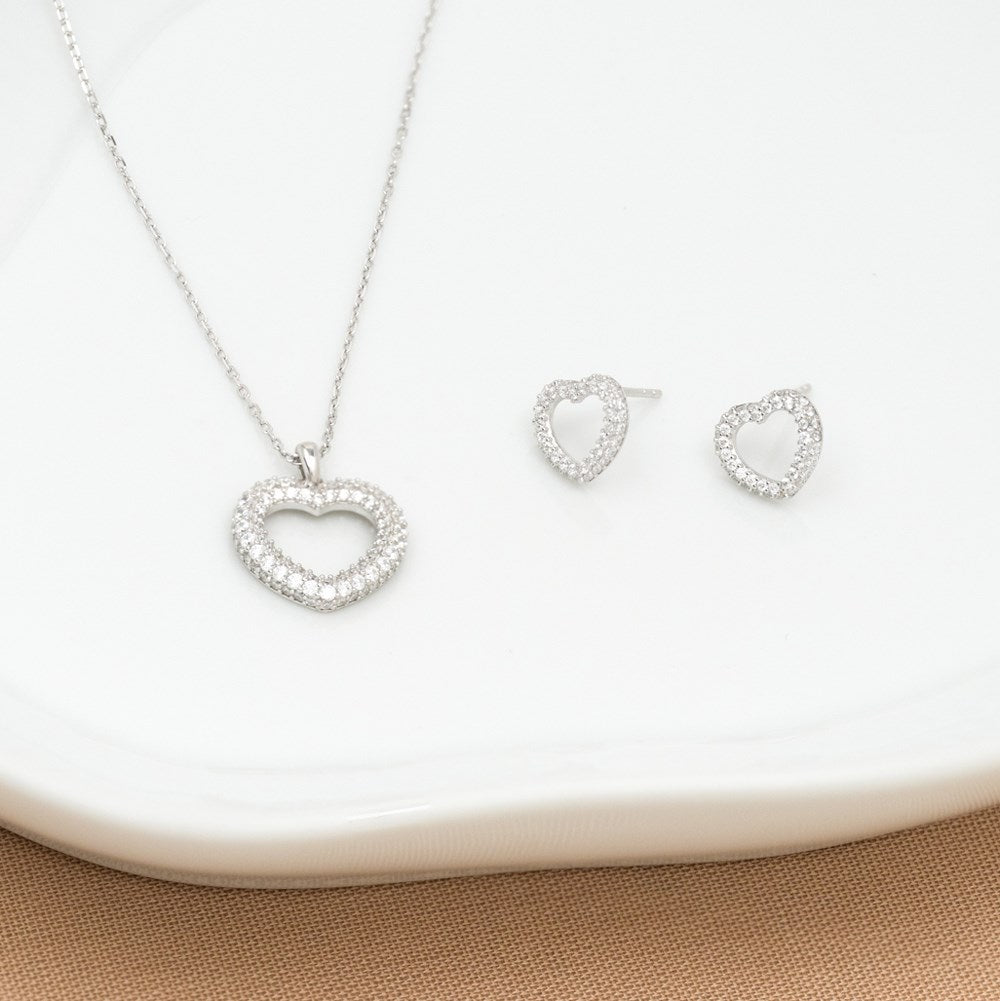 Silver earring heart PAULANOR