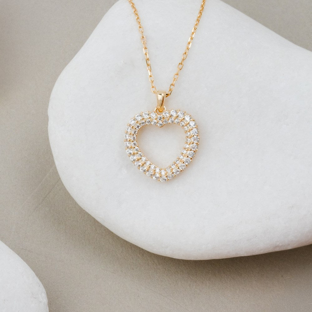 Silver necklace heart PAULANOR - Gold plated