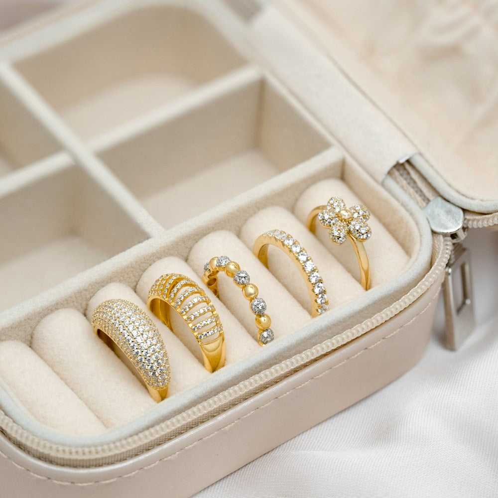 Rhd. Silver ring PHOEBENOR - Gold plated / 58