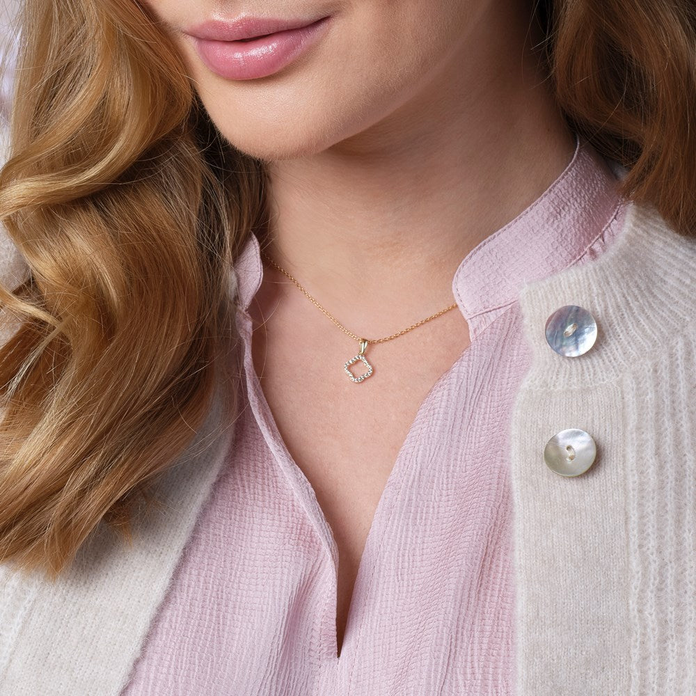 8kt. guldvedhæng m/cz inkl. forg. sølvkæde