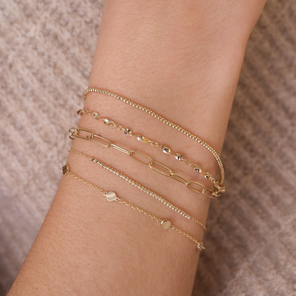 8kt. guldarmbånd m/6 stk. 4mm dots