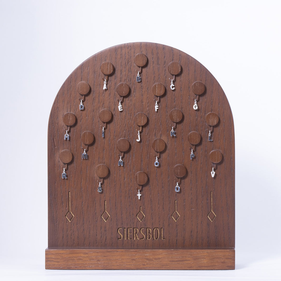 Siersbøl bogstav display sølv med 44 stk. små