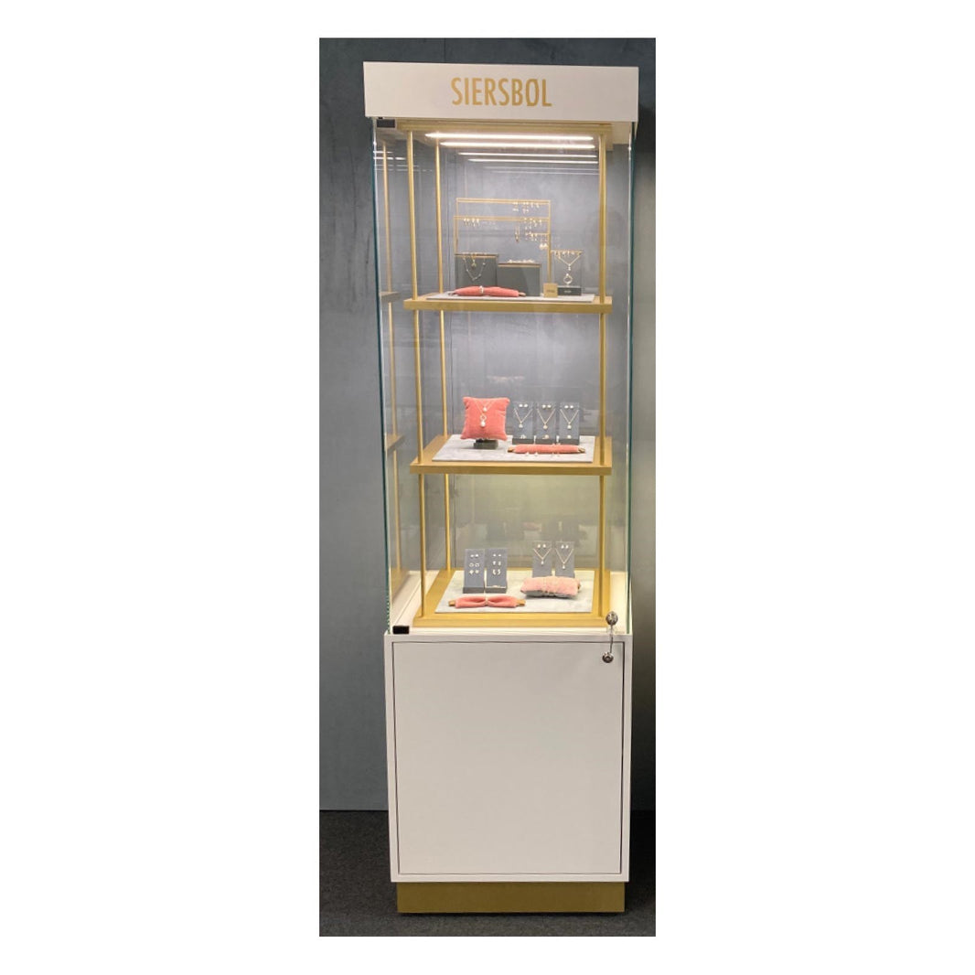 Siersbøl glasmontre-offwhite- Mål  55*55*180cm