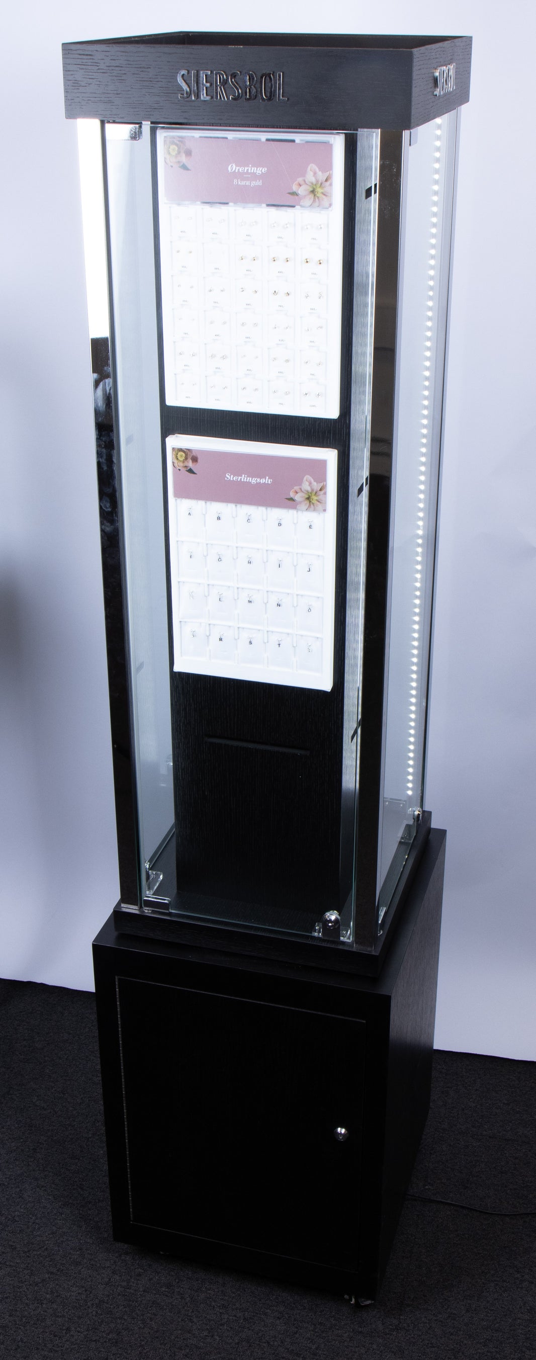 Siersbøl glasmontre-BLACK - Mål  45*45*190/220cm