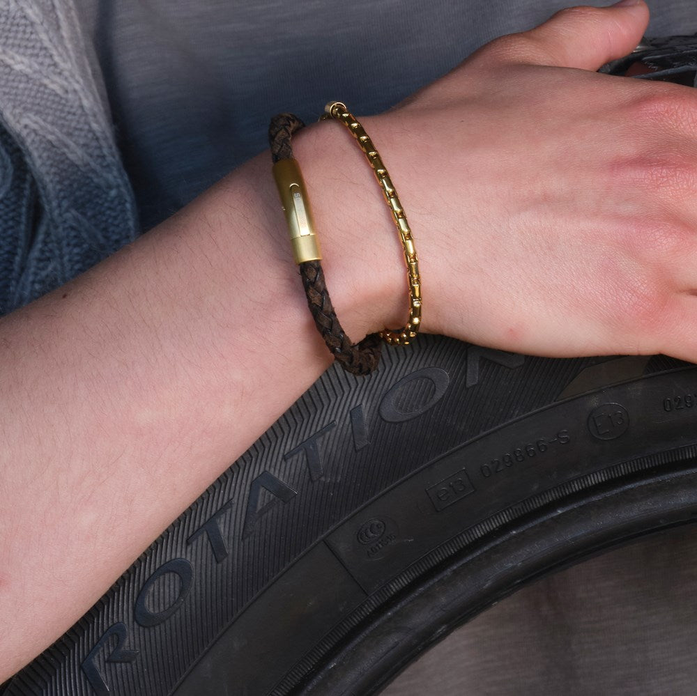 SON bracelet dark brown calfskin IPG