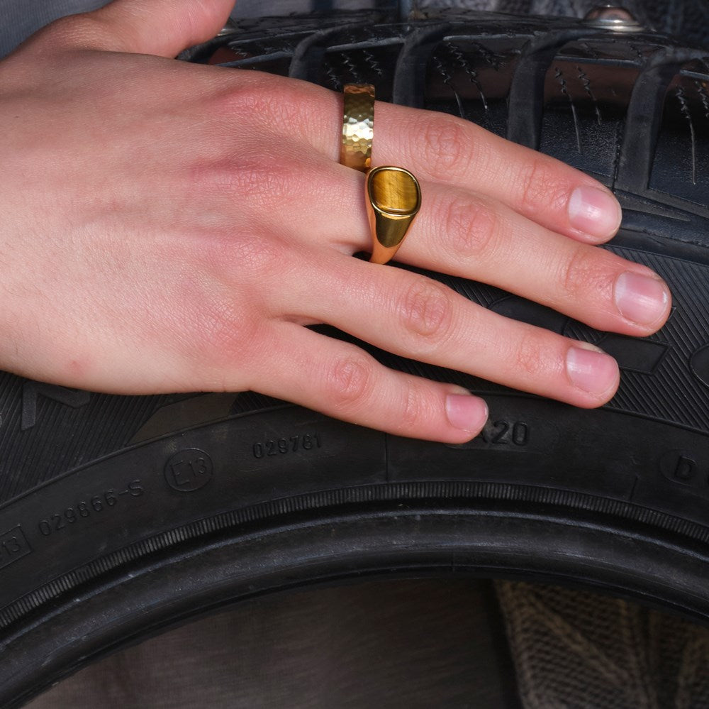 SON steel ring with yellow tiger eye