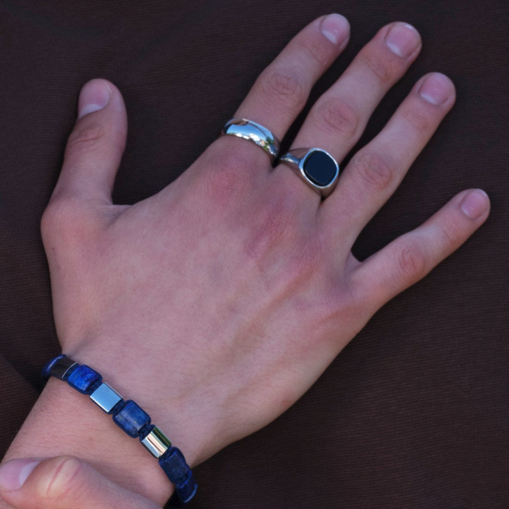 SON armbånd lapis og stål