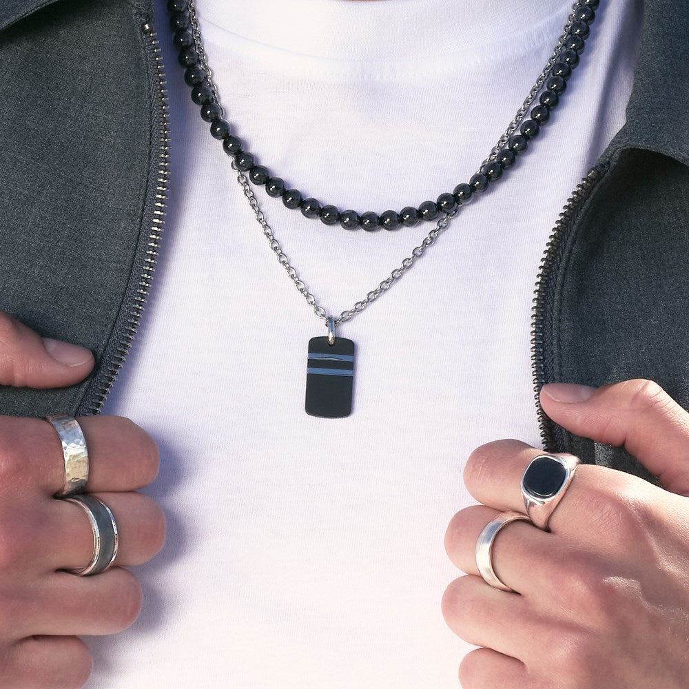 SON Stahl Halskette mit carbon