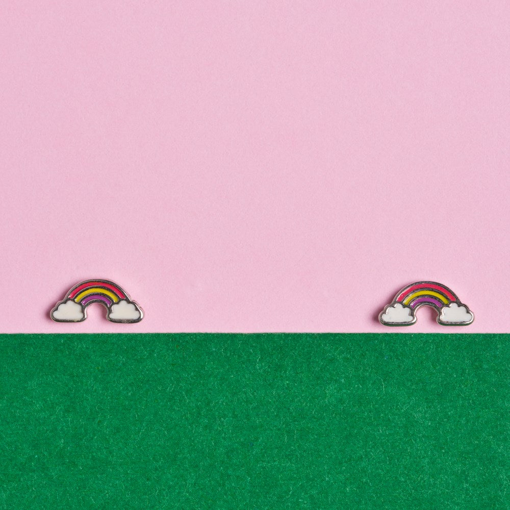 Rhod. Silberohrringe Regenbogen m/Emaille